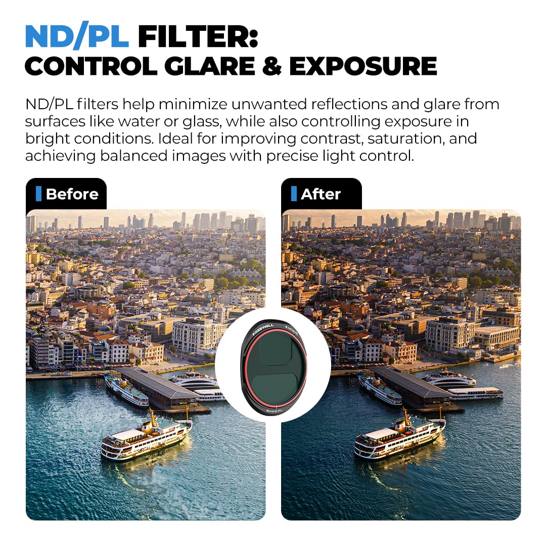 Freewell All Day 8-Pack Split ND & ND/PL Filters for DJI Mavic 4 Pro — Complete ND4 to ND64 Set with Polarizers for Full-Day Light Control, Glare Reduction & Vibrant Aerial Shots - Image 4