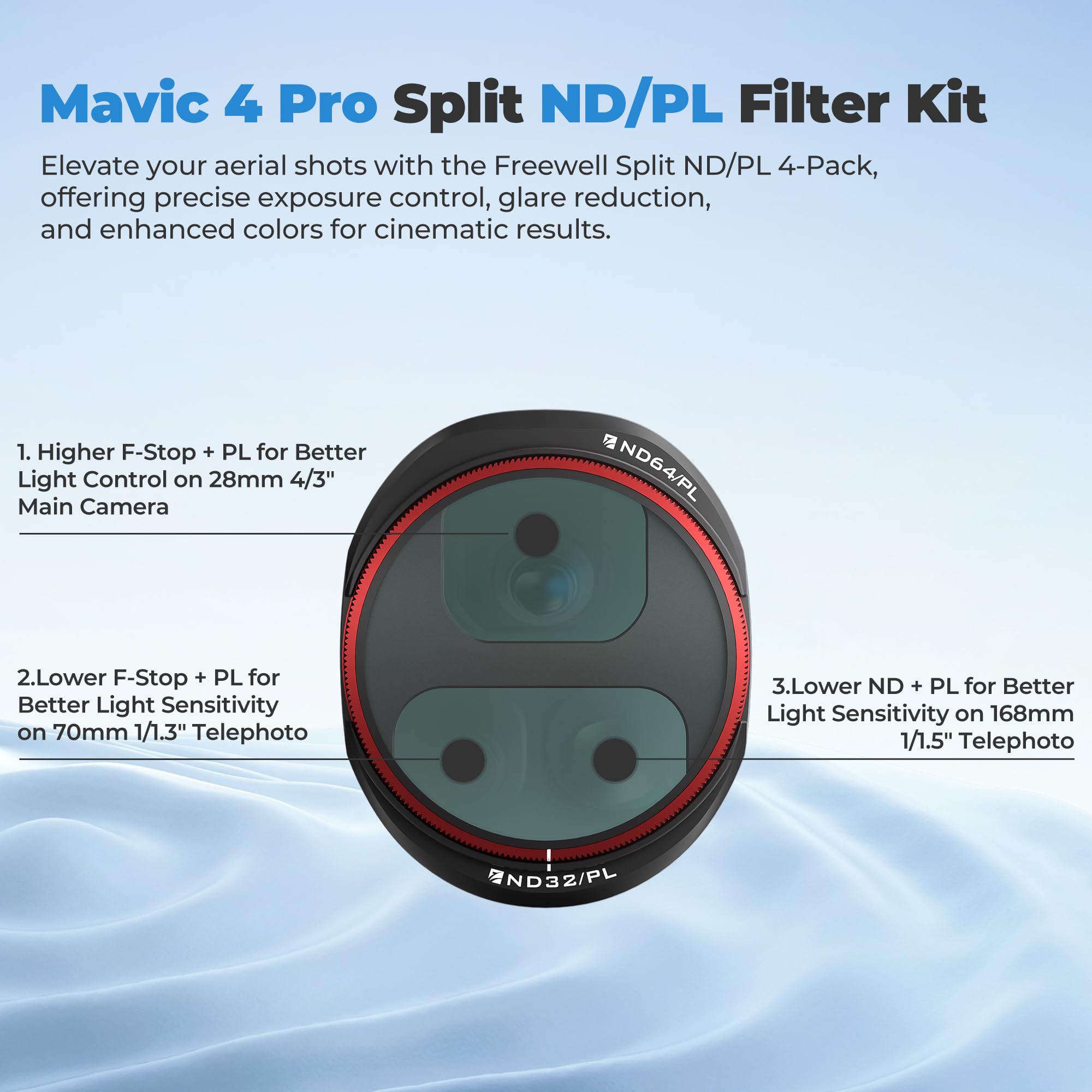 Freewell All Day 8-Pack Split ND & ND/PL Filters for DJI Mavic 4 Pro — Complete ND4 to ND64 Set with Polarizers for Full-Day Light Control, Glare Reduction & Vibrant Aerial Shots - Image 9