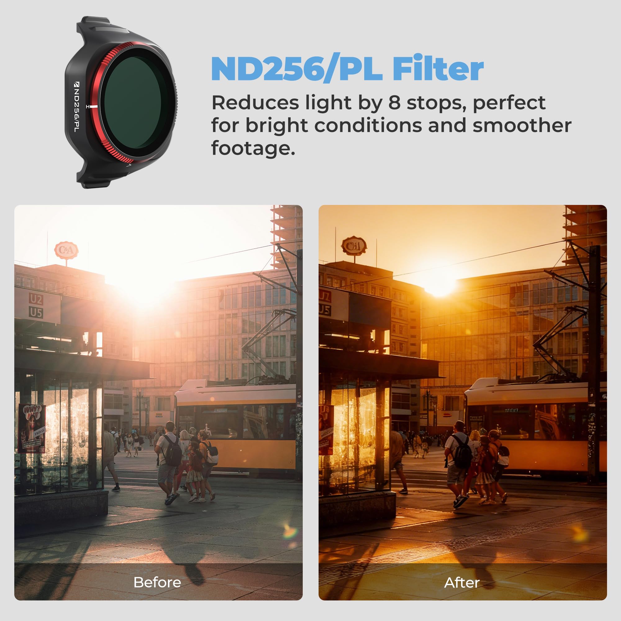 Freewell Bright Day 6-Pack ND/PL Filters for DJI Mini 5 Pro – ND8/PL, ND16/PL, ND32/PL, ND64/PL, ND128/PL & ND256/PL – Polarized Filters for Exposure Control & Glare Reduction - Image 6