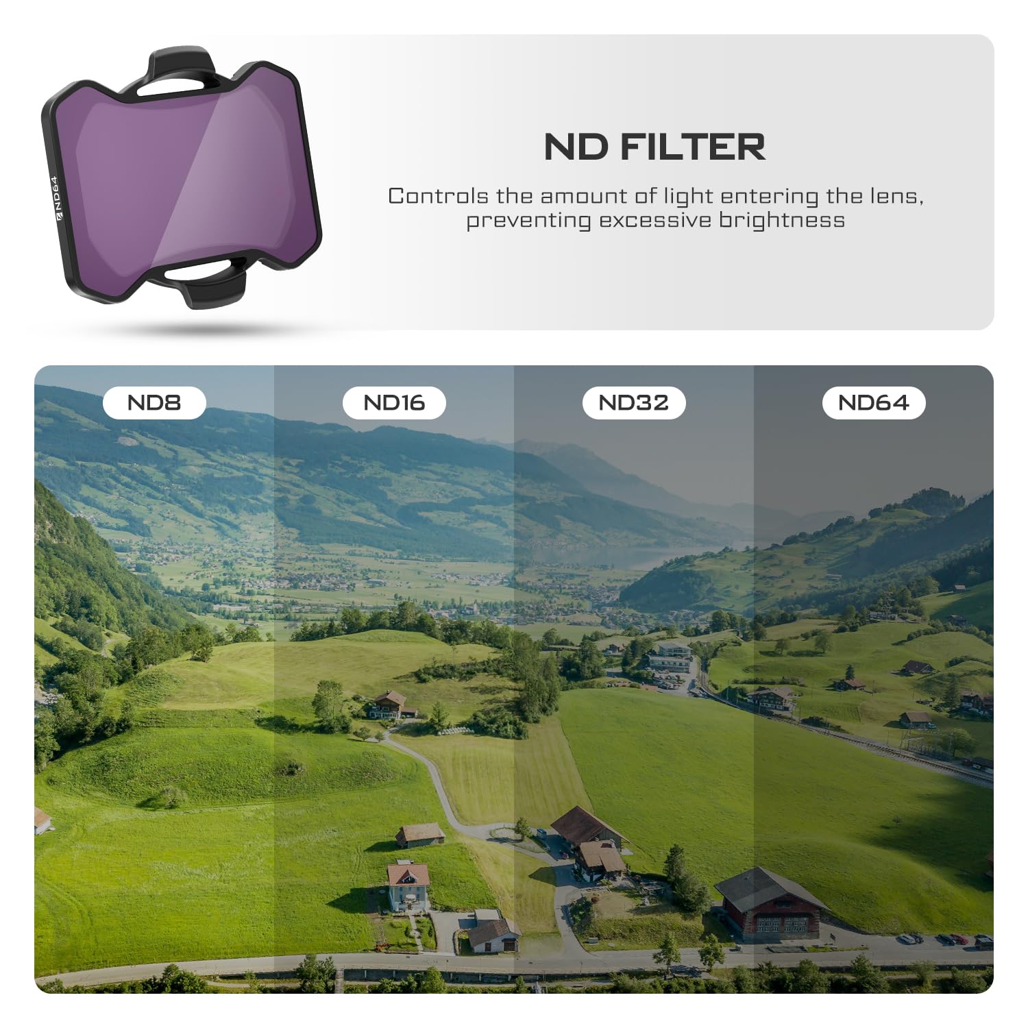 Freewell Standard Day 4Pack ND8, ND16, ND32, ND64 Filters for Avata 2: Enhance Your Aerial Photography - Image 3