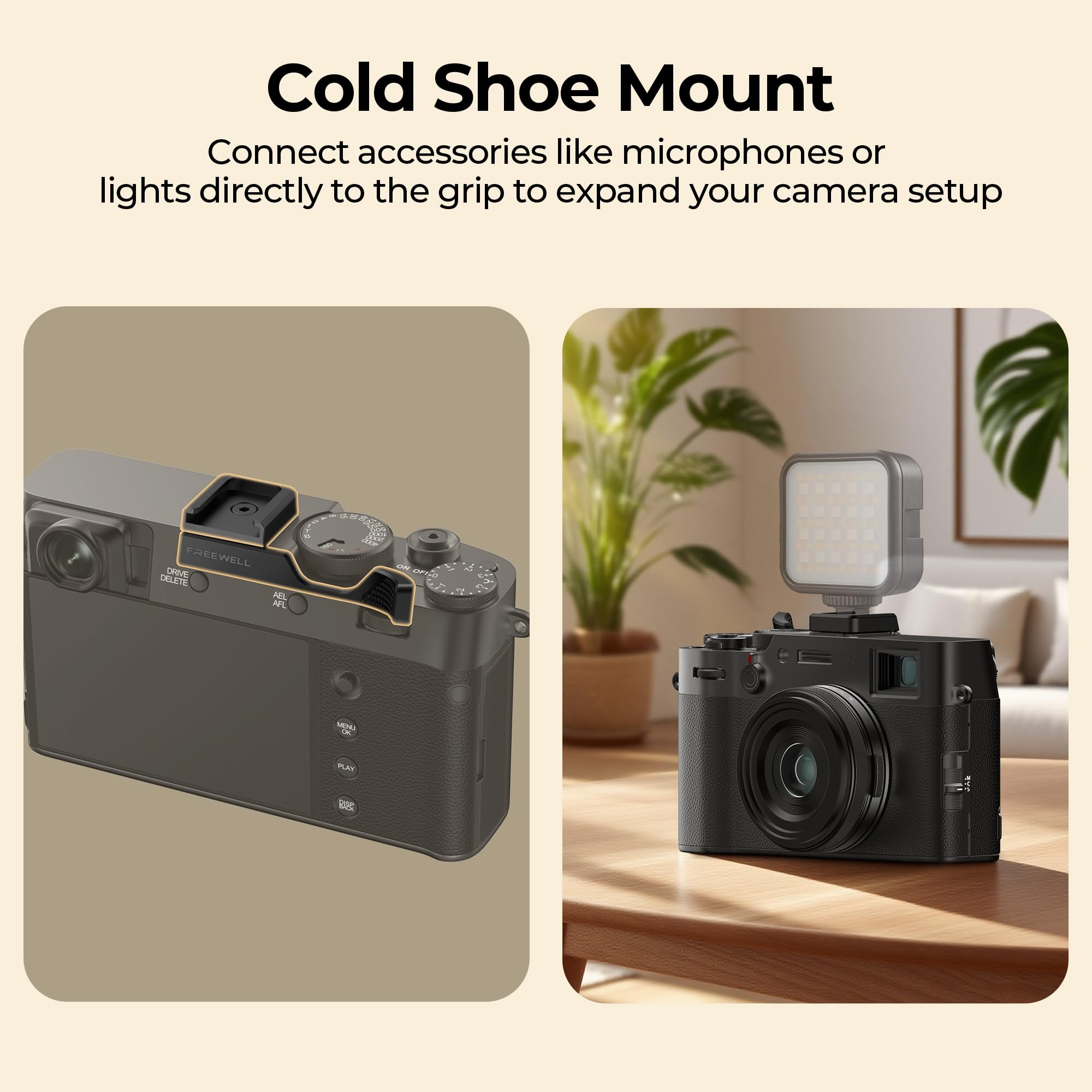 Freewell Thumb Grip for Fuji X100VI with Cold Shoe Mount (Black) - Image 4