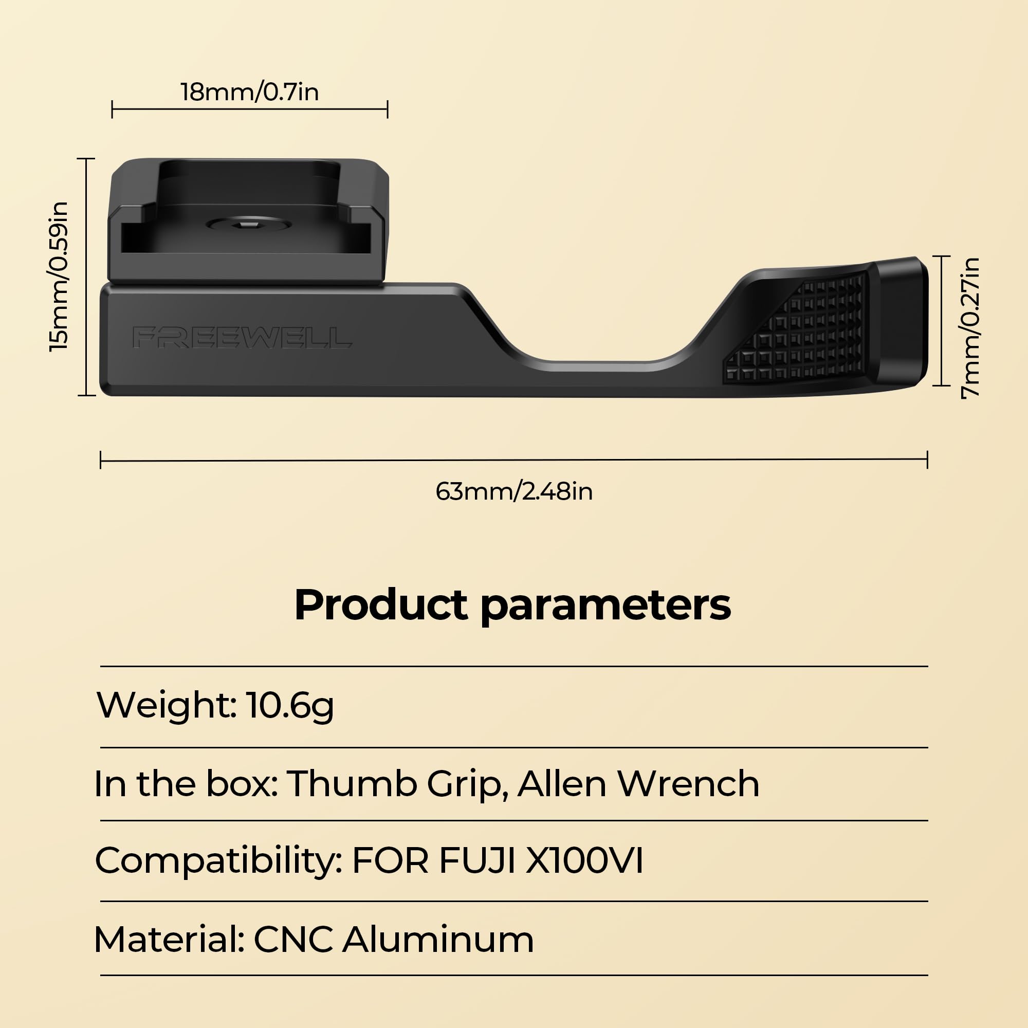 Freewell Thumb Grip for Fuji X100VI with Cold Shoe Mount (Black) - Image 7