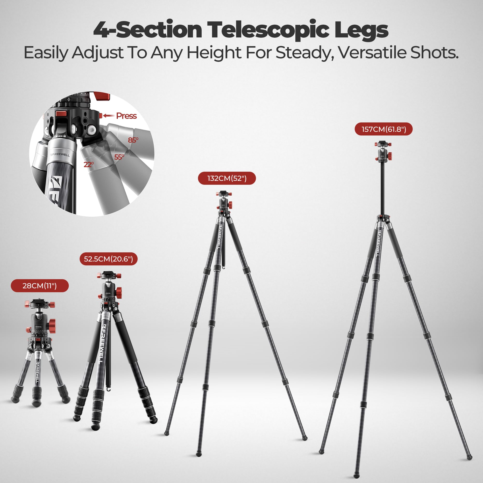 The Real Multi-Tripod 5-in-1- Carbon Fiber Design for Cameras & Smartphones, Tripod, Monopod, Trekking Pole, Desktop Mode – Up to 20kg Payload - Image 7