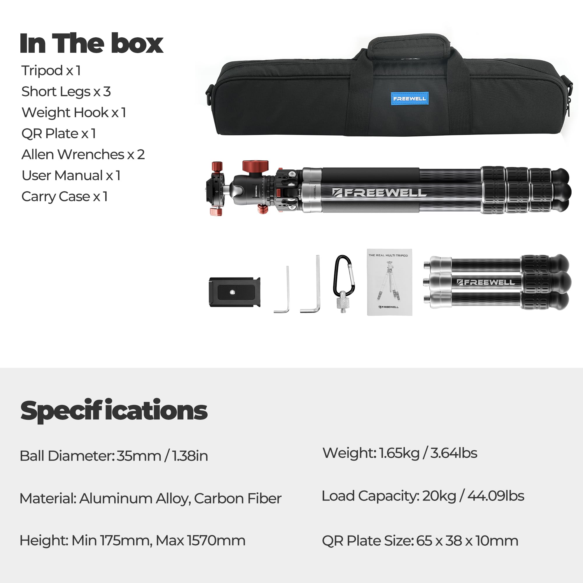 The Real Multi-Tripod 5-in-1- Carbon Fiber Design for Cameras & Smartphones, Tripod, Monopod, Trekking Pole, Desktop Mode – Up to 20kg Payload - Image 9